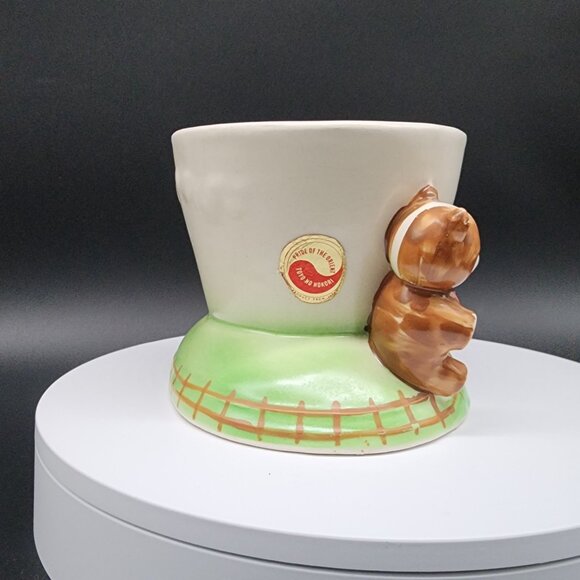 Vintage Japan Bear & Train Ceramic Planter - Pride Of The Orient Green Blue Pink - Picture 4 of 9